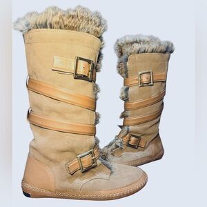 TORY BURCH suede and fur boots 🤎💛